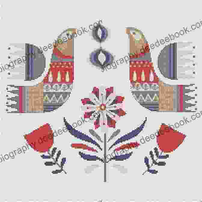 A Close Up Of An In Progress Folk Art Cross Stitch Project Folk Art Cross Stitch Pattern PDF