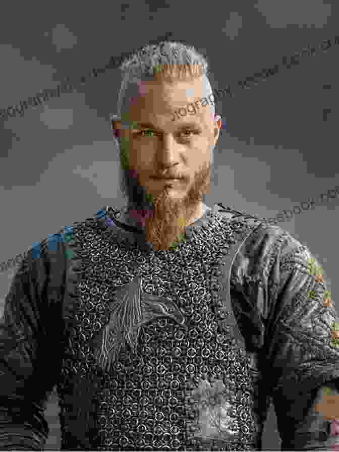 A Portrait Of Ragnar Lothbrok, A Stern Looking Viking Warrior With Long Flowing Hair, Wearing A Horned Helmet And Chainmail Armor. A Dynasty Of Giants (Viking Sagas 1)