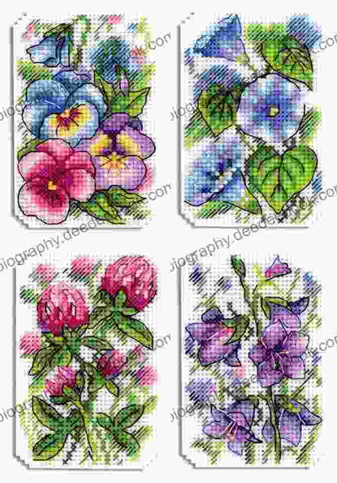 Brenda Sanders Floral Symphony Cross Stitch Pattern Featuring A Vibrant And Eye Catching Display Of Flowers In Various Shapes, Sizes, And Colors 10 Flower Cross Stitch Patterns Brenda Sanders