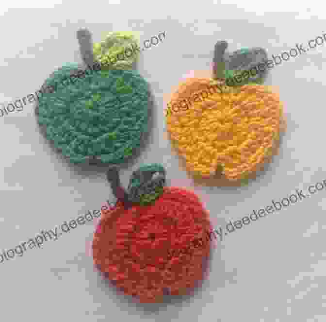 Crochet Apple Applique Crochet Pattern Apple Crochet Apple Applique Crochet Coaster Crochet Patterns