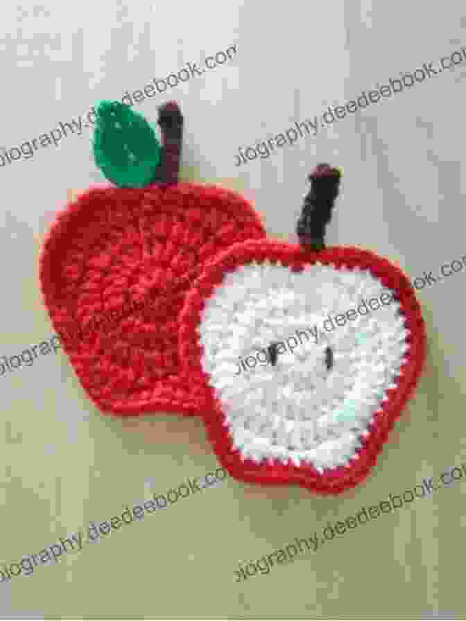 Crochet Apple Coaster Crochet Pattern Apple Crochet Apple Applique Crochet Coaster Crochet Patterns