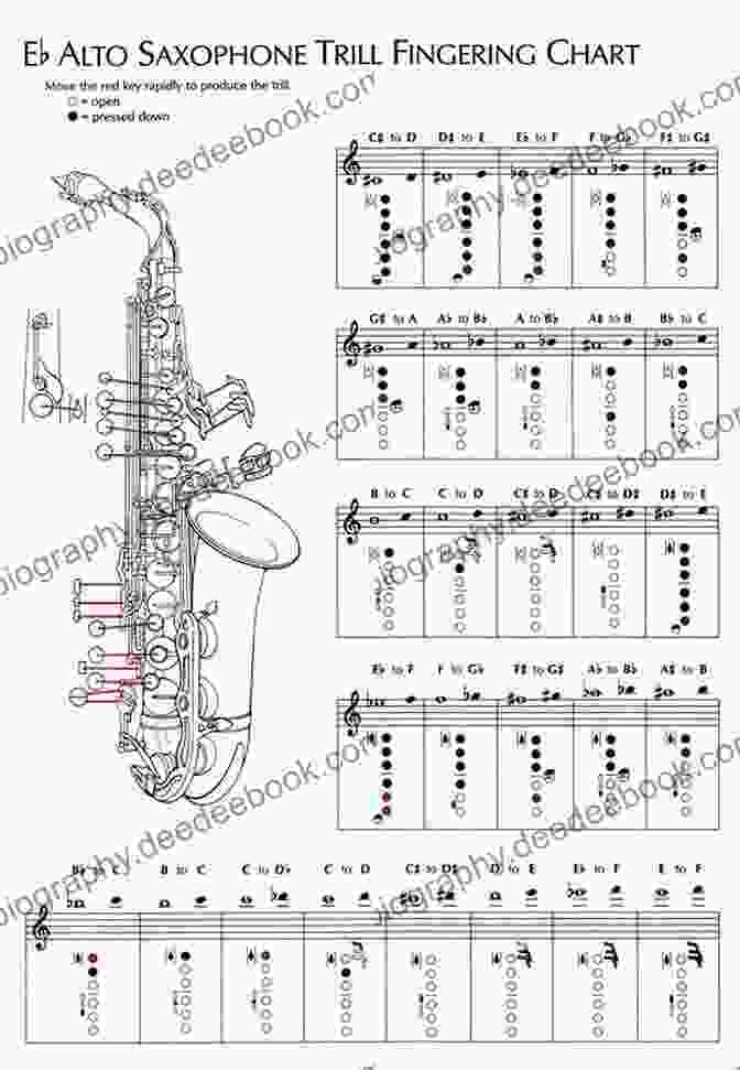 Euphonium Fingering Chart Alto Saxophone: Colorful Fingering Chart Full Range (Fingering Charts For Brass Woodwind Instruments 12)
