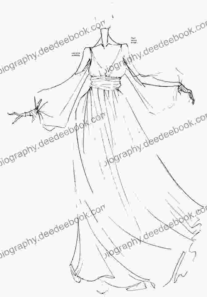 Sketch Of A Flowing Dress, Symbolizing Dallas's Passion For Fashion Design Sister Stardust: A Novel Jane Green