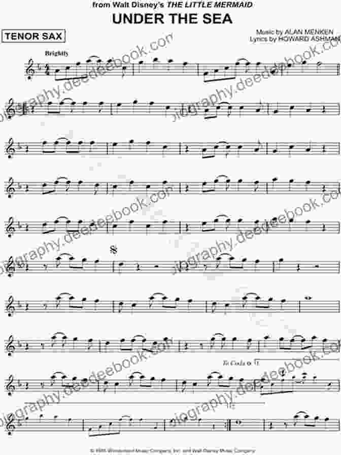 Tenor Sax Sheet Music For 'Under The Sea' 101 Disney Songs For Tenor Sax